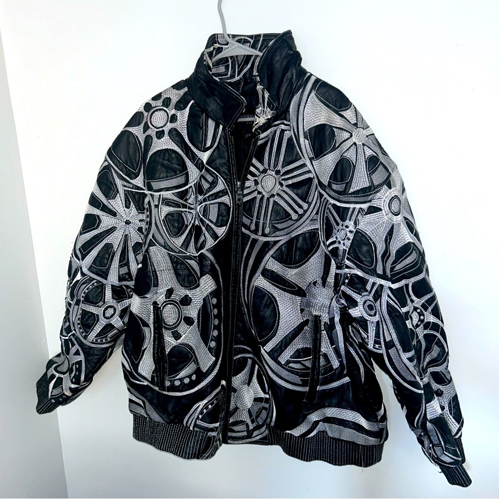 Tanners Avenue Black Biker Leather Jacket Great Quality Mens Size Large 2XL